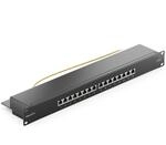 deleyCON CAT 6 Patchpanel Verteilerfeld 16 Port RJ45 - Schwarz | Desktop, 19" Zoll