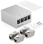 deleyCON 4 Port Patchpanel Set Patchfeld CAT6a STP 1 HE - Grau | Verteilerfeld mit 4x