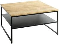 HAKU Couchtisch Eiche, schwarz, Massivholz, Metall - Ma&szlig;e: B 70 cm x H 40 cm x T 70