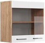 Vicco K&uuml;chenglasschrank R-Line, Wei&szlig; Hochglanz, 60 cm, zur freien Kombination