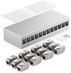 deleyCON 12 Port Patchpanel Set Patchfeld CAT6a STP 1 HE - Grau | Verteilerfeld mit