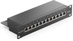 deleyCON CAT 6 Patchpanel Verteilerfeld 12 Port RJ45 - Schwarz | Desktop, 10" Zoll