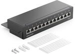 deleyCON CAT 6 Patchpanel Verteilerfeld 12 Port RJ45 - Schwarz | Desktop &