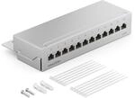deleyCON CAT 6 Patchpanel Verteilerfeld 12 Port RJ45 - Grau | Desktop & Wandmontage,