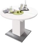 Esstisch rund 0588 104 weiss matt edelstahloptik B H 104 144 x 76 cm