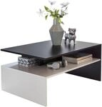Wohnling Wohnzimmertisch 90x60x43 cm Holz Schwarz Wei&szlig; mit Ablage | Couchtisch
