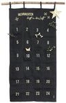 Papierdrachen Adventskalender 2025 - bestickter Stoff-Wandkalender in Schwarz & Gold