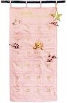 Papierdrachen Adventskalender 2025 - bestickter Stoff-Wandkalender in Rosa & Gold -