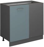 Vicco Eckunterschrank R-Line, Blau-Grau, 86 cm ohne Arbeitsplatte, zur freien