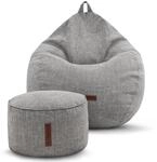 Green Bean Indoor Sitzsack Home Linen + Hocker mit EPS-Perlen F&uuml;llung -...