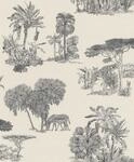 Rasch Tapete 555028 Helle Vliestapete mit Safari-Motiven in Schwarz aus der