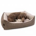 4L Textil Teo Kuscheliges Hundebett kleine Hunde Braun/Beige Katzenbett flauschig