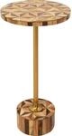 Kare Design Beistelltisch Domero Geo Gold/Braun, Wohnzimmertisch, Beistelltisch rund,