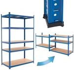 ECD Germany Werkstattregal Schwerlastregal 200x100x50 cm Blau aus pulverbeschichtem