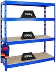 PROREGAL Profi Schwerlastregal Rhino BREIT blau HxBxT 180x160x60cm Fachlast 500kg 4X