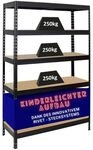 PROREGAL Schwerlastregal Rivet HxBxT 180x120x45cm Fachlast 250kg, Innovatives