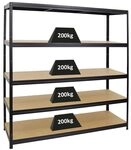 PROREGAL Schwerlastregal Giant Elephant Schwarz 180x180x60cm Fachlast 200kg