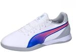 Puma Unisex Adults King Match IT Soccer Shoe, Puma White-BLUEMAZING-Flat Light Gray,
