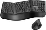 Ergonomisches Funk-Tastatur-Maus-Set mit geteilter Tastatur (mit 13 Multimedia Keys)
