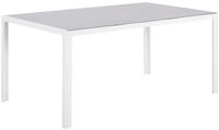 Beliani Gartentisch Esstisch Glas Grau f&uuml;r 6 Personen 160x90 cm Aluminium Wei&szlig;