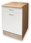 Stella Trading Moderner Unterschrank K&uuml;che in Eiche Sonoma Optik, Wei&szlig; matt -