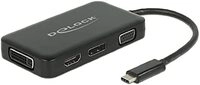 DeLock 4in1 Multiport Adapter USB Type-C Stecker f&uuml;r VGA, HDMI, DVI und...