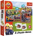 Trefl-Fireman Sam, Feuerwehrmann Sams Team - 3in1: 2x Puzzles+Memory-Spiel,Puzzle mit