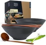 Moritz & Moritz 2x Ramen Sch&uuml;ssel Keramik - 800 bis 1300ml - 24 cm &Oslash; - Schwarzes