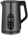 Trisa Digital Edelstahl Wasserkocher 1,7L, 40-100&deg;C, Cool-Touch, Anthrazit