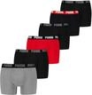PUMA Basic Everyday Herren Boxershorts Unterhose 6er-Pack, Farbe:Black/Grey Red,