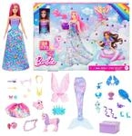 Barbie-Adventskalender mit Puppe und 24 &Uuml;berraschungs-Accessoires mit Einhorn und 3