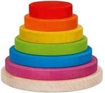 goki Evolution 58473 Stapelturm aus Holz, Bunte Holzringe in unterschiedlichen