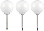 etc-shop 3er-Set LED Solar Au&szlig;en Garten Leuchten Kugel Lampen Wiese Rasen