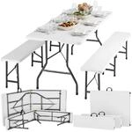 tectake&reg; 3-teiliges Gartenm&ouml;bel Set, klappbarer Campingtisch mit 2X Bierbank,