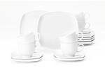 Seltmann Weiden 4052212122489 Kaffeeservice 18-teilig eckig Lido wei&szlig;, Porzellan,