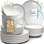 Steingut Geschirrset 6 Personen Ibiza 24 tlg. TESTSIEGER, Traumhaftes Mediterranes