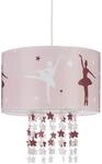 Relaxdays H&auml;ngelampe f&uuml;r M&auml;dchen, Kinderlampe m. Ballerina Motiv, Pendelleuchte m.