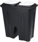 Spetebo Duo M&uuml;lleimer 50 Liter schwarz mit Push Deckel in wei&szlig; - 2x 25 L -