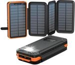 elzle Solar Powerbank 26800mAh, 4 Solarpanel, Outdoor Camping