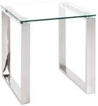 HAKU Beistelltisch Edelstahl Klarglas Platte Sofatisch mit Sicherheitsglas 8 mm