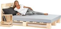 sunnypillow 220x200 cm Palettenbett mit Kopfteil Holzbett Bett aus Paletten