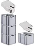 PROREGAL SuperSparSet 4x Eurobox NextGen Economy mit Scharnierdeckel & schwarzen
