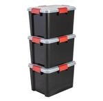 Iris Ohyama Luftdichte Kunststoff-Aufbewahrungsboxen mit Deckels, 20L, 3er-Set,
