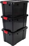 Iris Ohyama, Plastik Aufbewahrungsboxen mit Deckel und Clipverschluss, 50L, 3er Set,