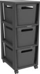 Rotho Brisen Rollcontainer mit Schubladen 3x 16l | moderner Aufbewahrungsturm mit