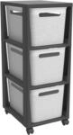 Rotho Brisen Rollcontainer mit Schubladen 3x 16l | moderner Aufbewahrungsturm mit