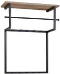 Wohnling Wandgarderobe 60x26x76 cm Mango Massivholz Metall, Hakenleiste 
