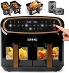 Duronic AF34 BG Air Fryer, Dual Zone Hei&szlig;luftfritteuse mit 3 Schubladen, 10 Liter