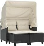 vidaXL Gartensofa 2-Sitzer mit Dach Hockern, Outdoor Sofa Gartenm&ouml;bel, Garten...