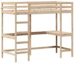 vidaXL Hochbett mit Schreibtisch, Bett f&uuml;r Kinder ab 6 Jahren, Stockbett mit